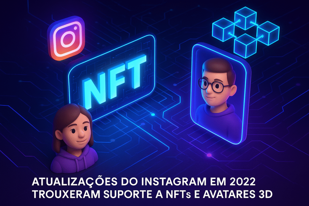 Design futurista mostrando NFT e blockchain,