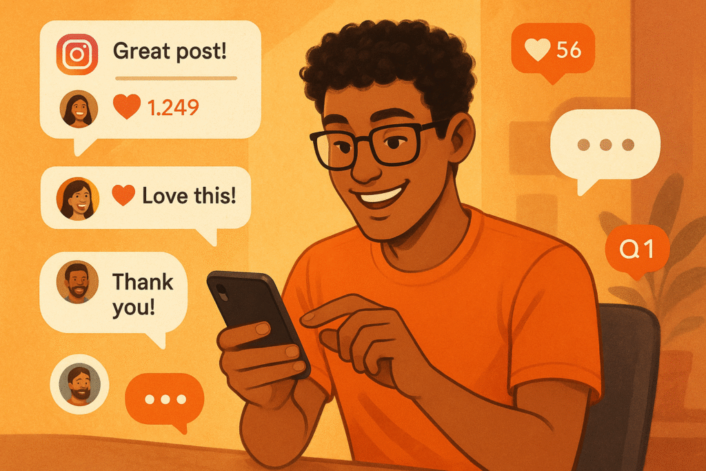 criador interagindo com a comunidade e notado pelo algoritmo do Instagram