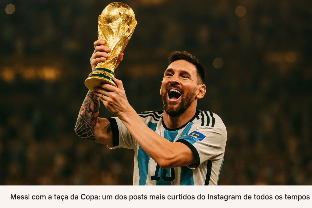 Lionel Messi levantando taça da Copa do Mundo