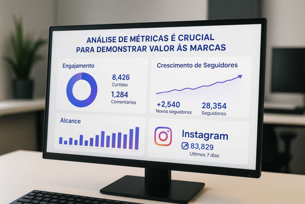 Painel de análise de desempenho do Instagram para conseguir patrocínio