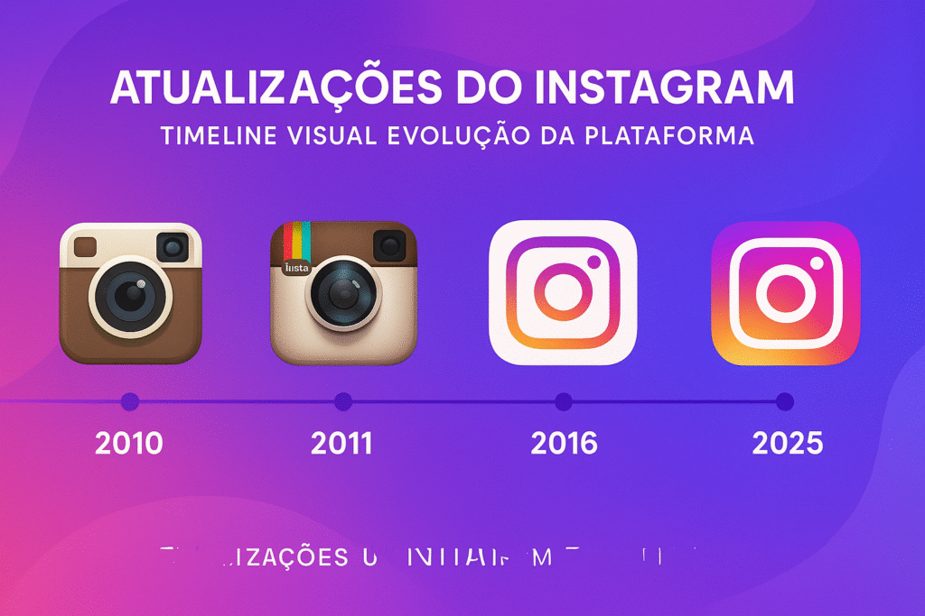 Atualizações do Instagram timeline visual evolução da plataforma