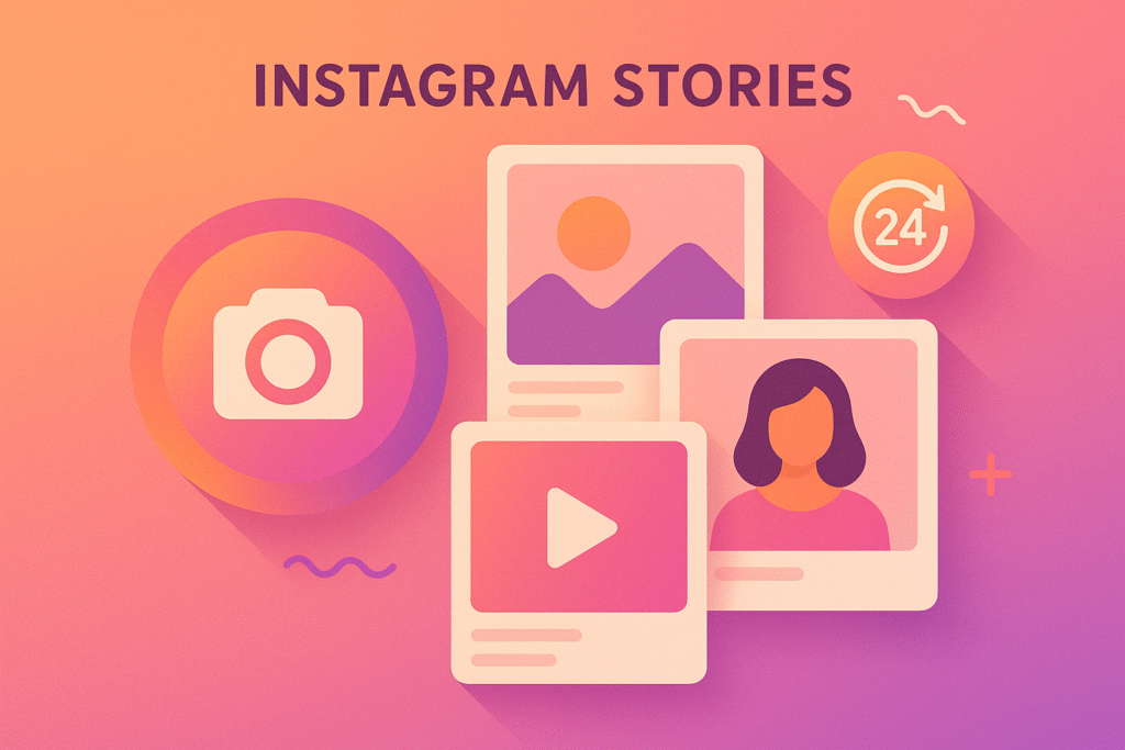 Ilustração moderna representando atualizações do Instagram Stories