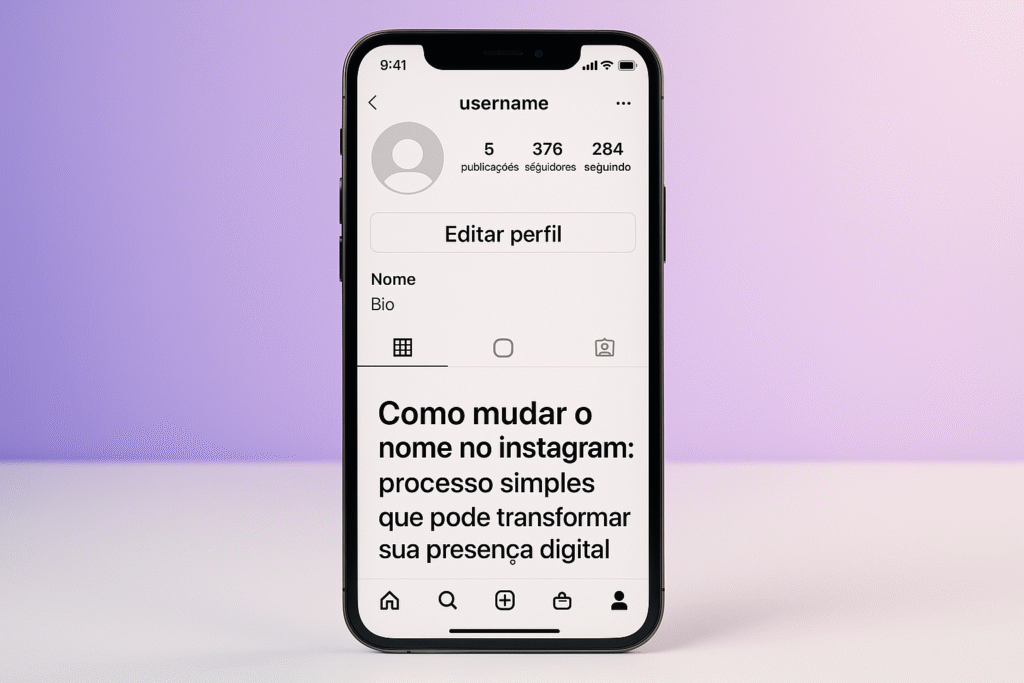 Tela do Instagram mostrando como mudar o nome no Instagram