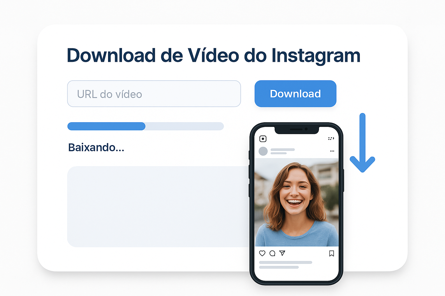 downloader de vídeos do Instagram com interface intuitiva