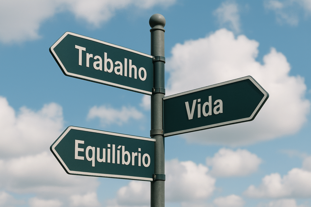 legendas de equilíbrio entre vida pessoal e trabalho ilustradas com placa de sinalização