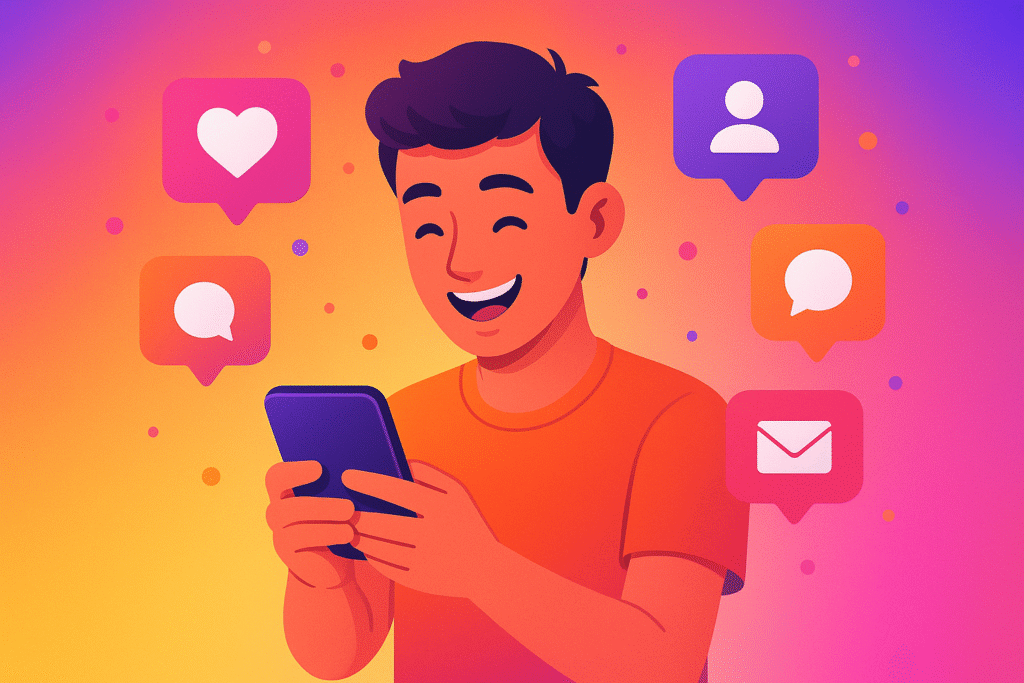 ilustração mostrando notificações do Instagram