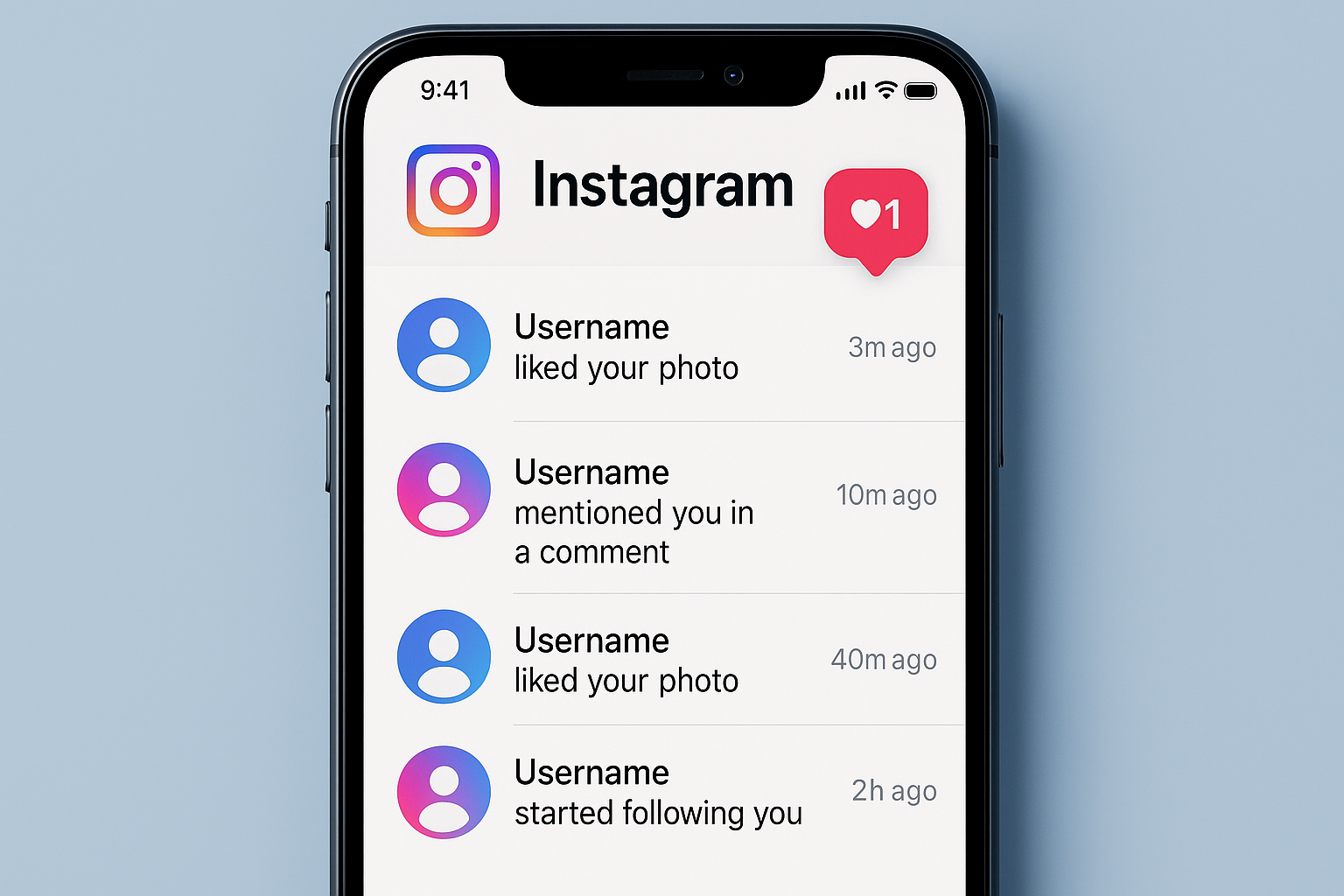 smartphone mostrando o ícone de notificações do Instagram