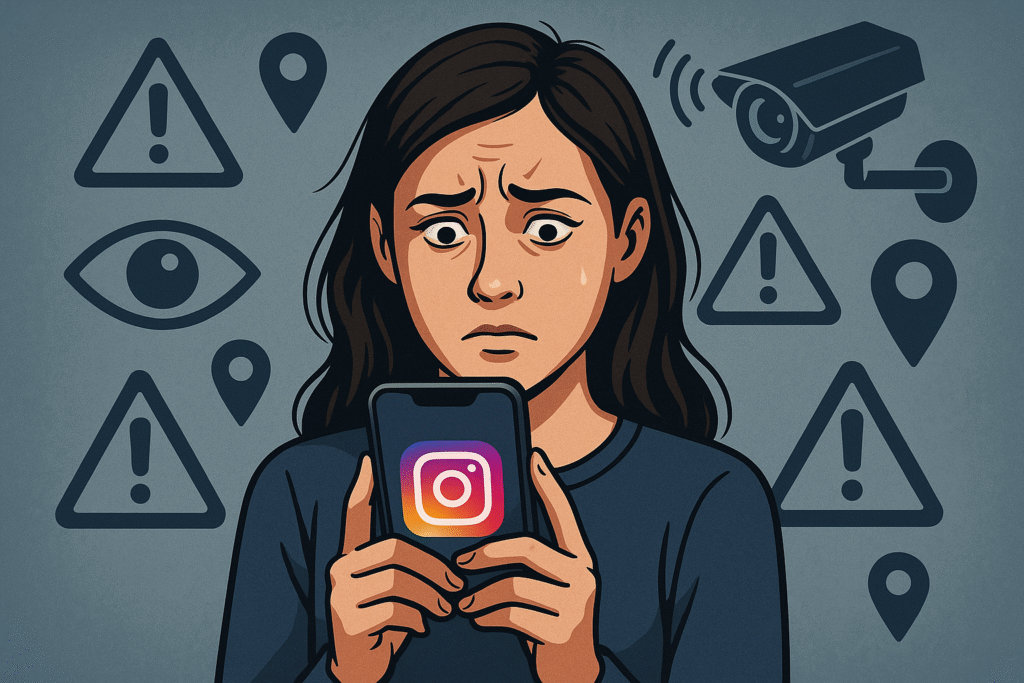 imagem de preocupação ao detectar rastreadores de Instagram