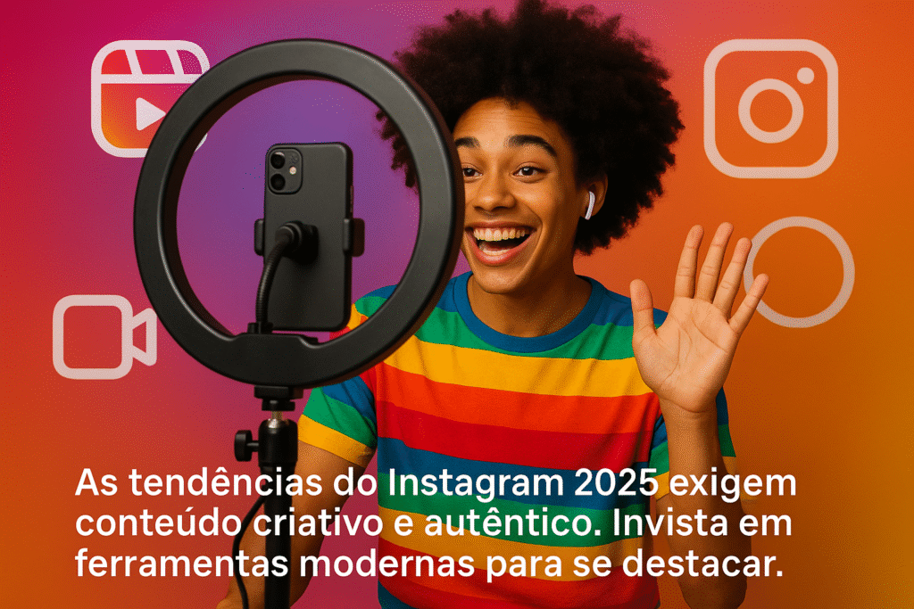 Criador de conteúdo filmando video relacionado a tendências do Instagram