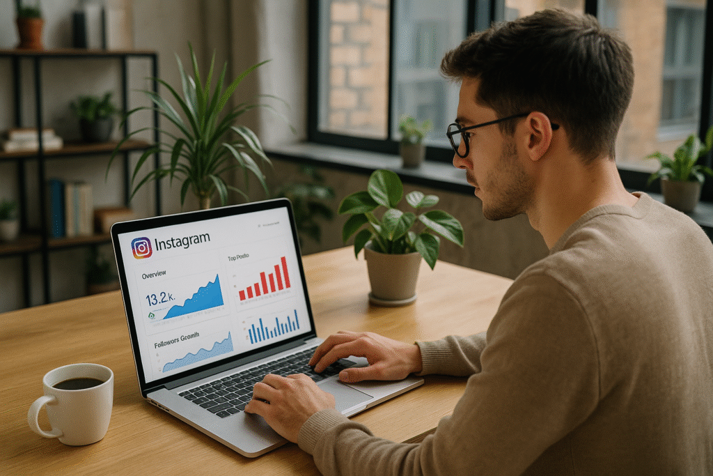 Uso de ferramentas para visualizar perfil do Instagram em ambiente profissional