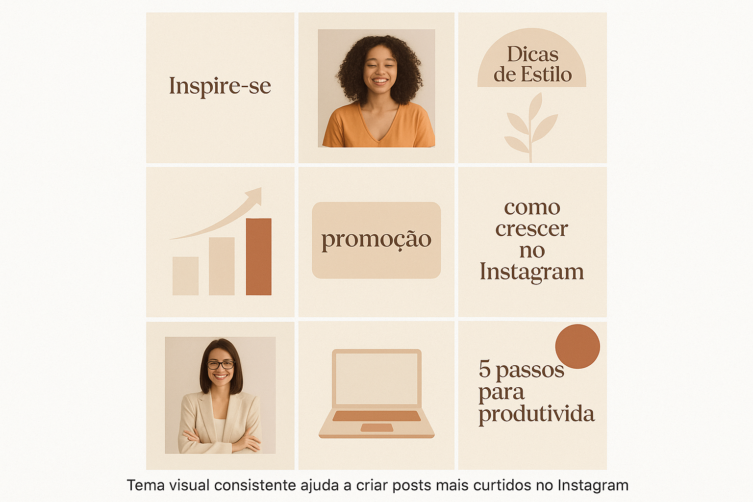 Feed do Instagram com tema visual coeso