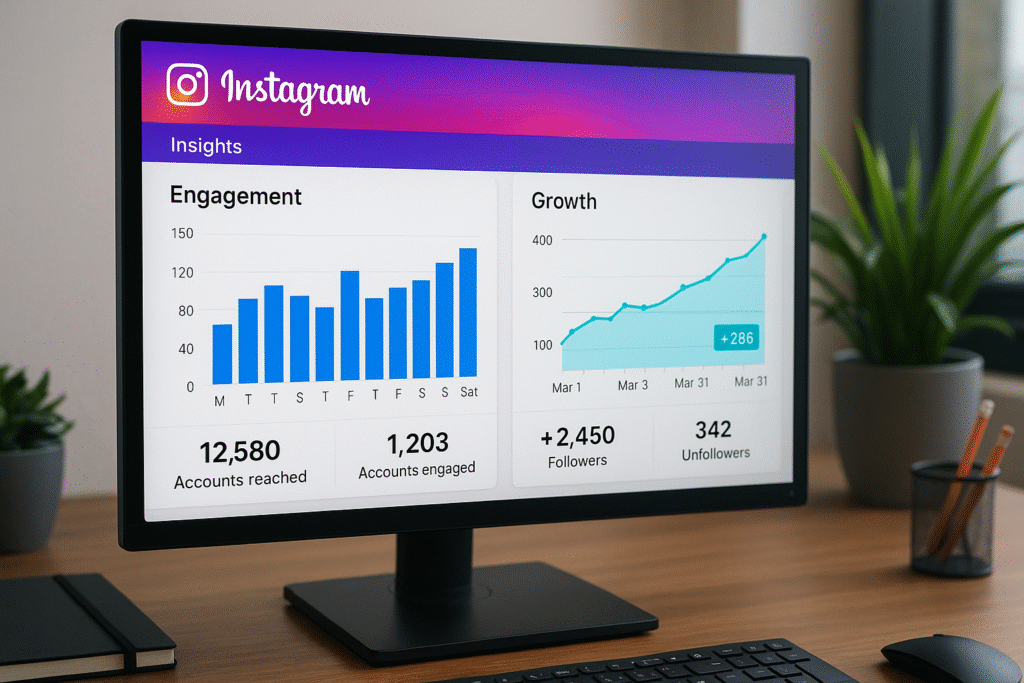 painel com métricas e análises do Instagram