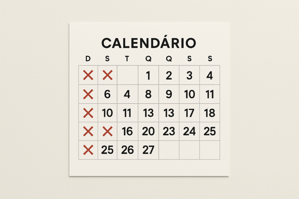 calendário inconsistente publicacoes instagram