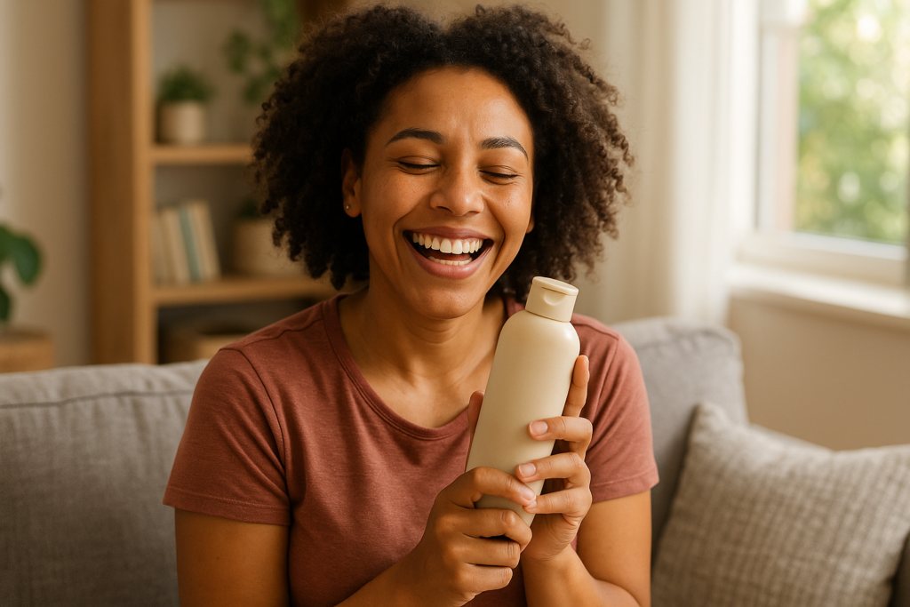 Cliente usando produto em situação cotidiana para post de negócio no Instagram