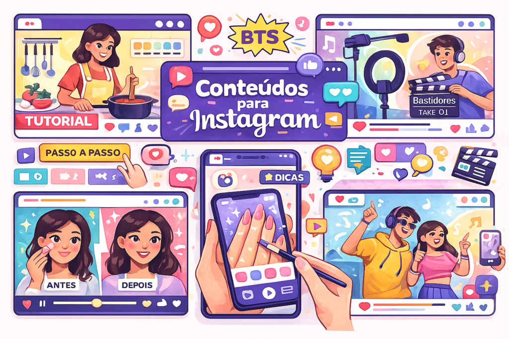 tipos diversos de conteúdo em vídeo para redes sociais