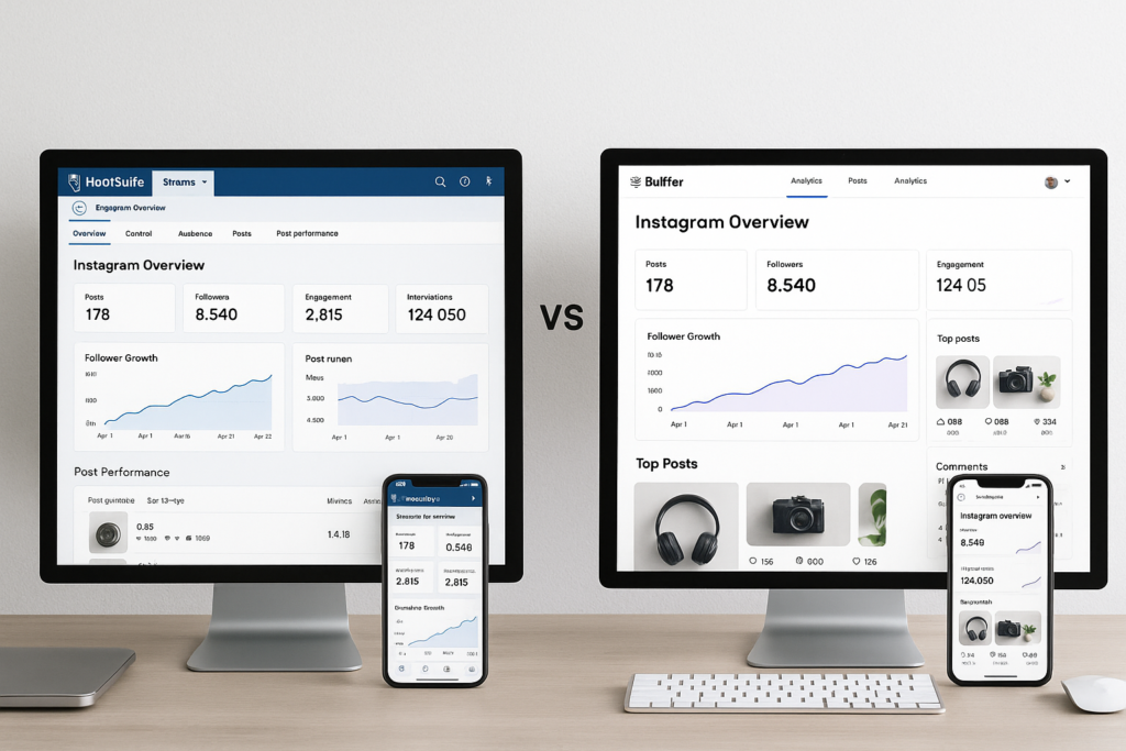 comparação ferramentas de gerenciamento de instagram computador