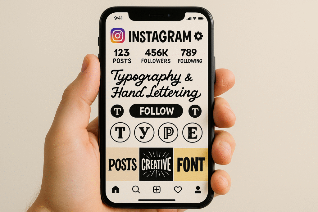 Perfil do Instagram com fontes personalizadas nos destaques