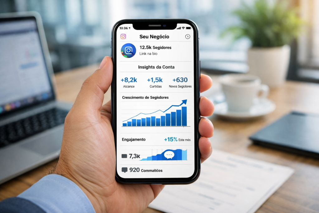 Estratégias de marketing no Instagram com métricas de crescimento
