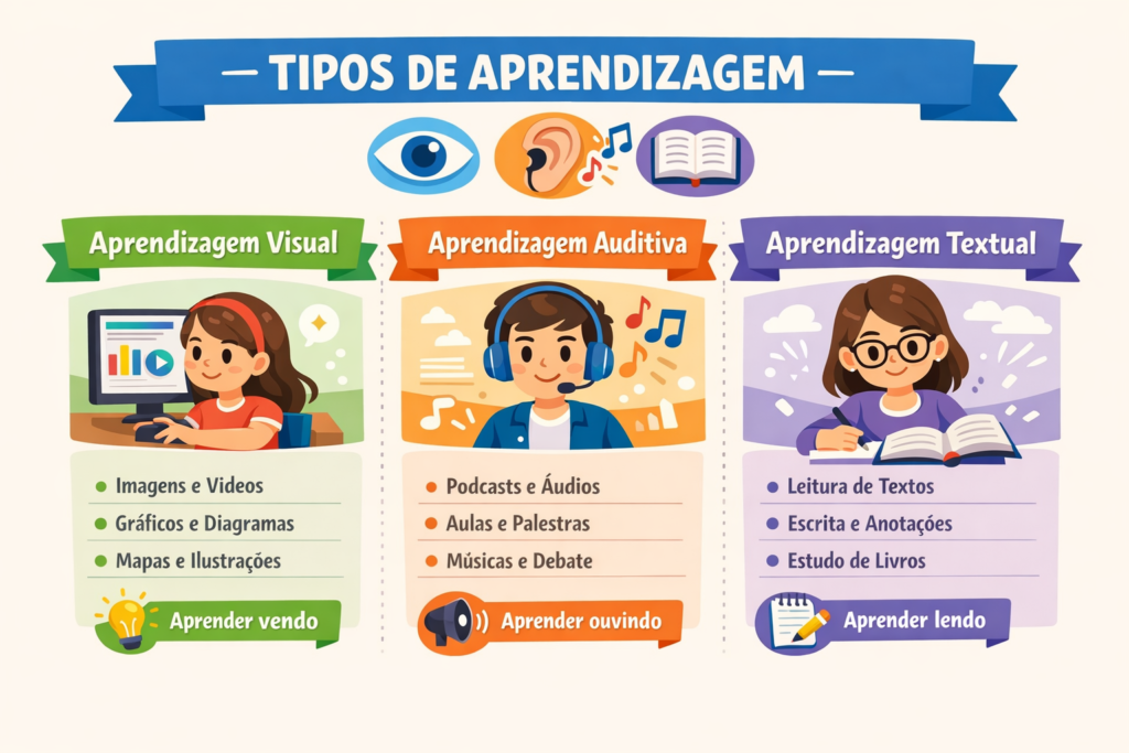 tipos de aprendizagem e legendas instagram