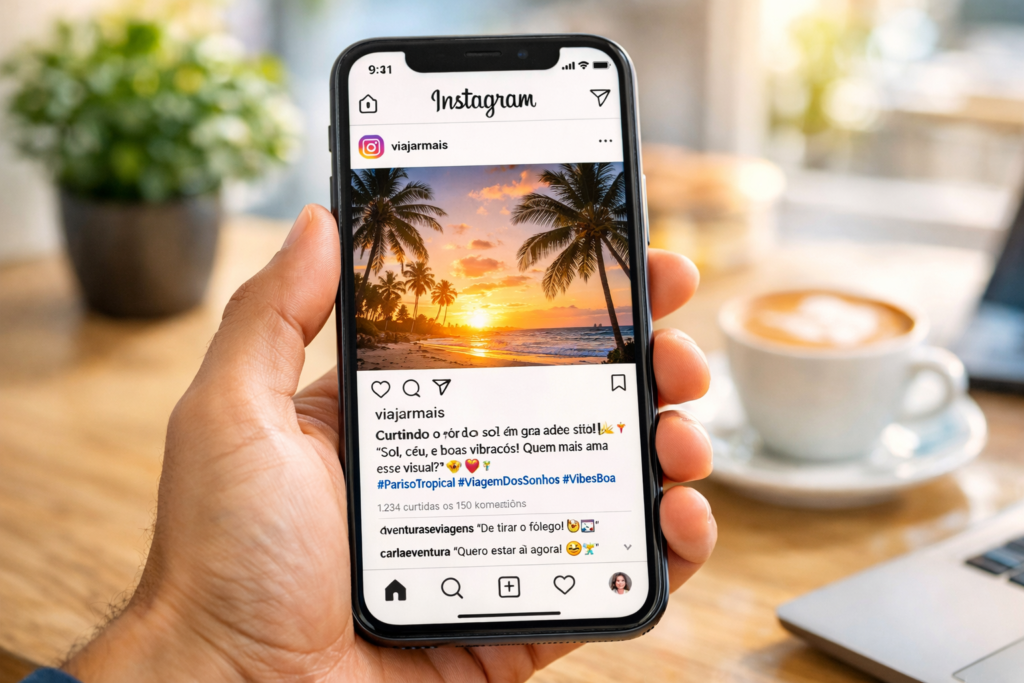 legendas para instagram criativas em smartphone