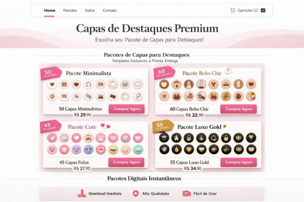 templates premium de capas de destaques do Instagram à venda