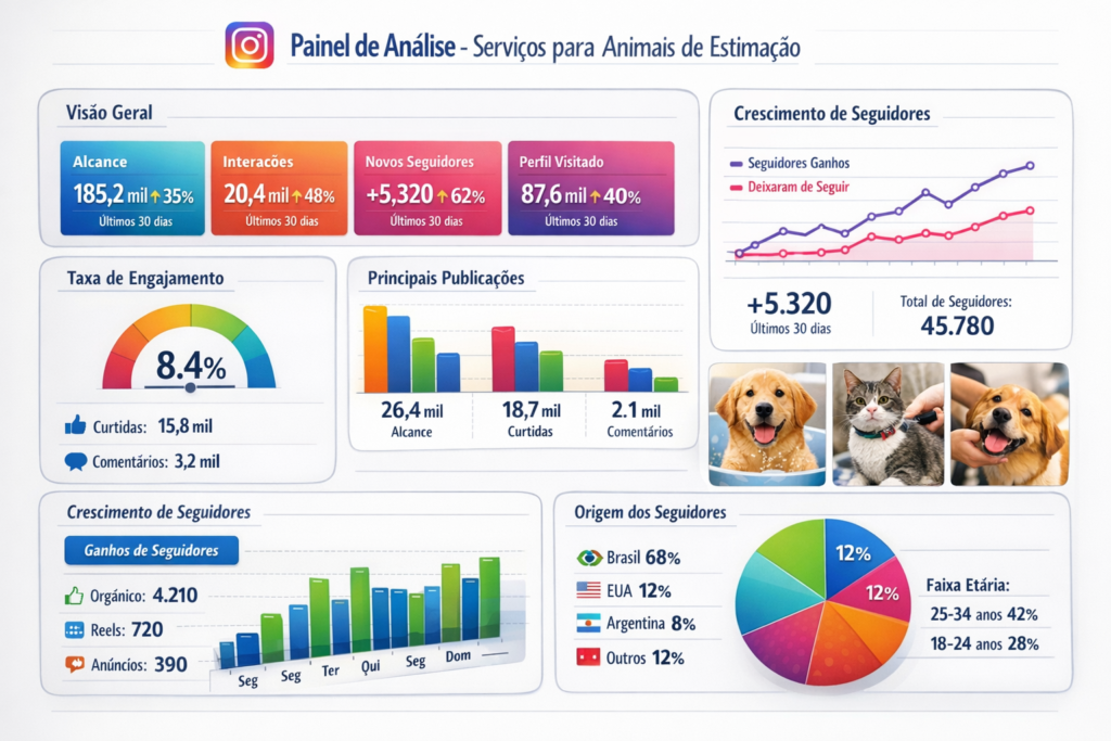 Dashboard de análise de crescimento do Instagram