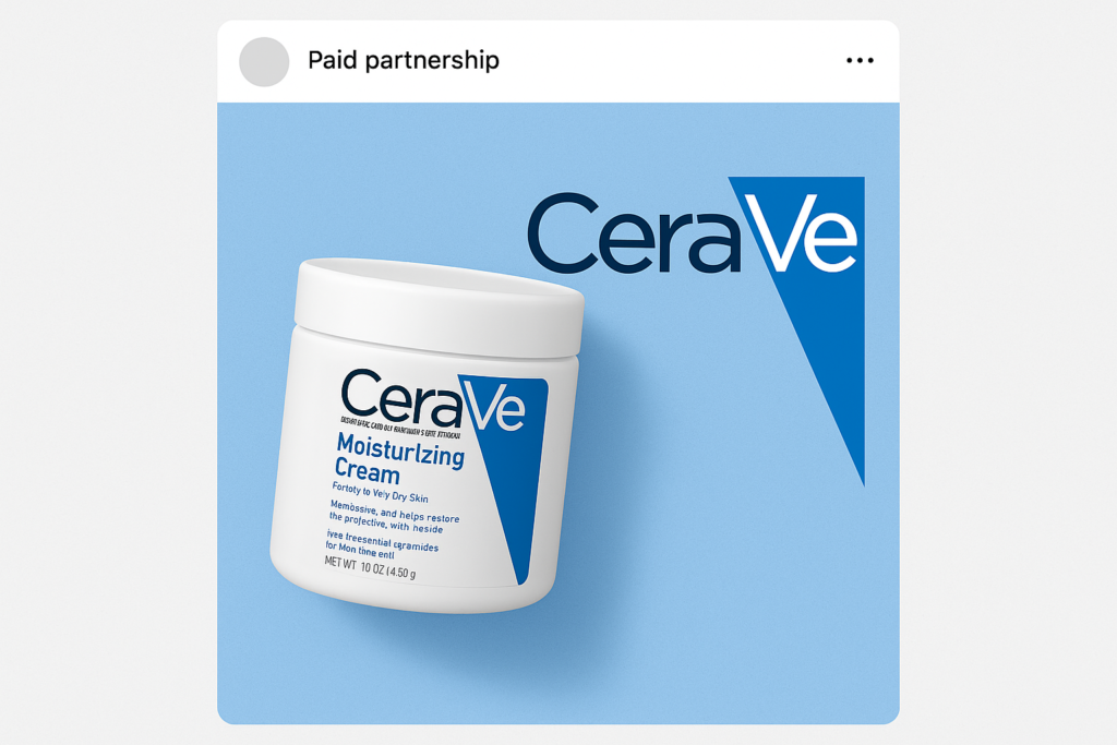 Post com identificação de parceria paga em conta comercial no Instagram