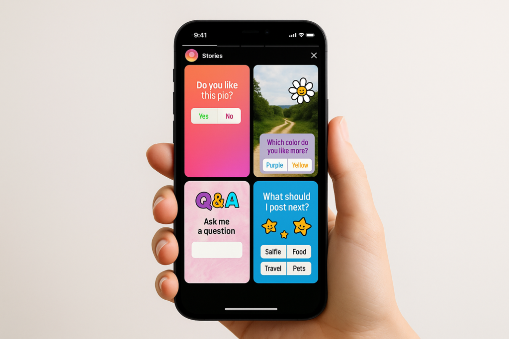 Exemplos de Stories interativos de Instagram para negócios