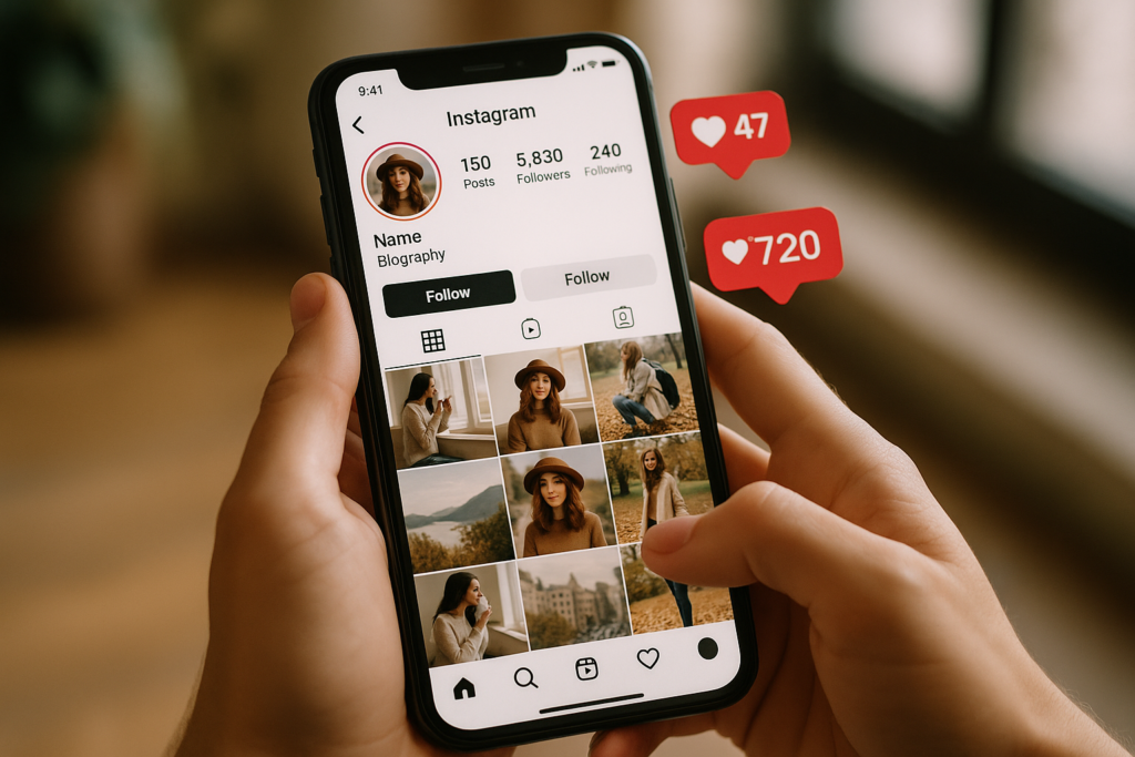 celular mostrando alto engajamento no instagram