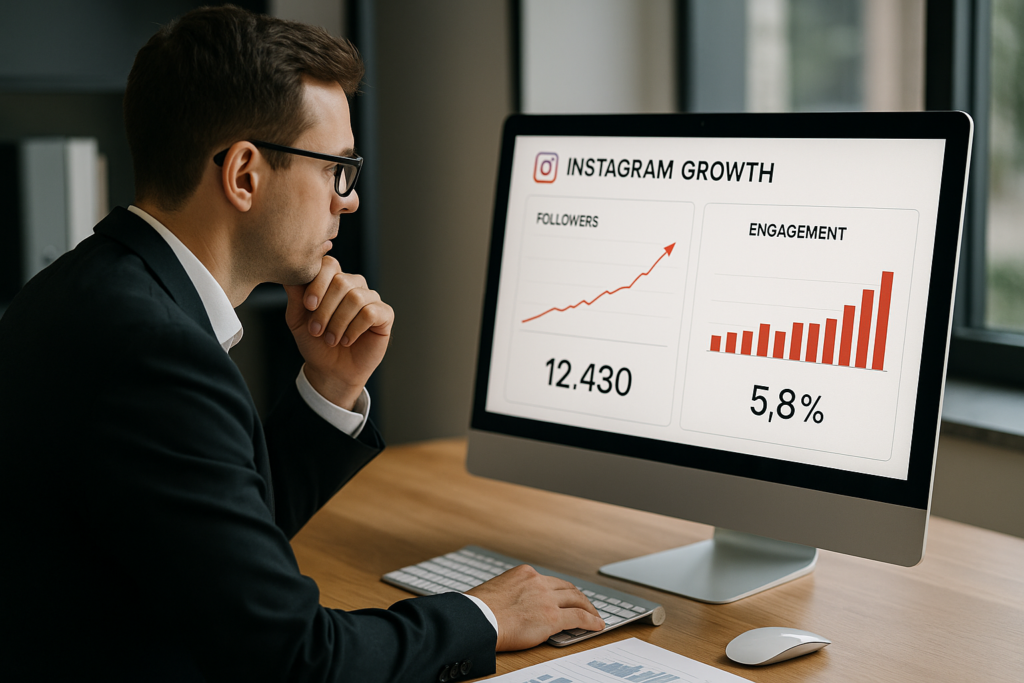 Dashboard de análise de crescimento orgânico no Instagram