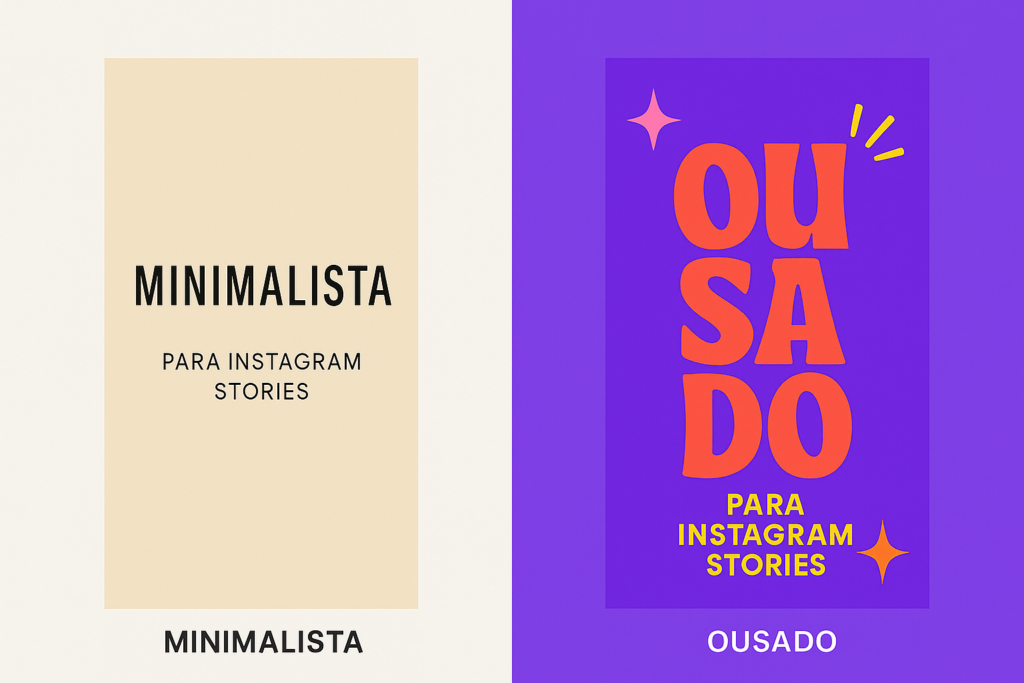 Exemplos de designs minimalistas e ousados para Stories
