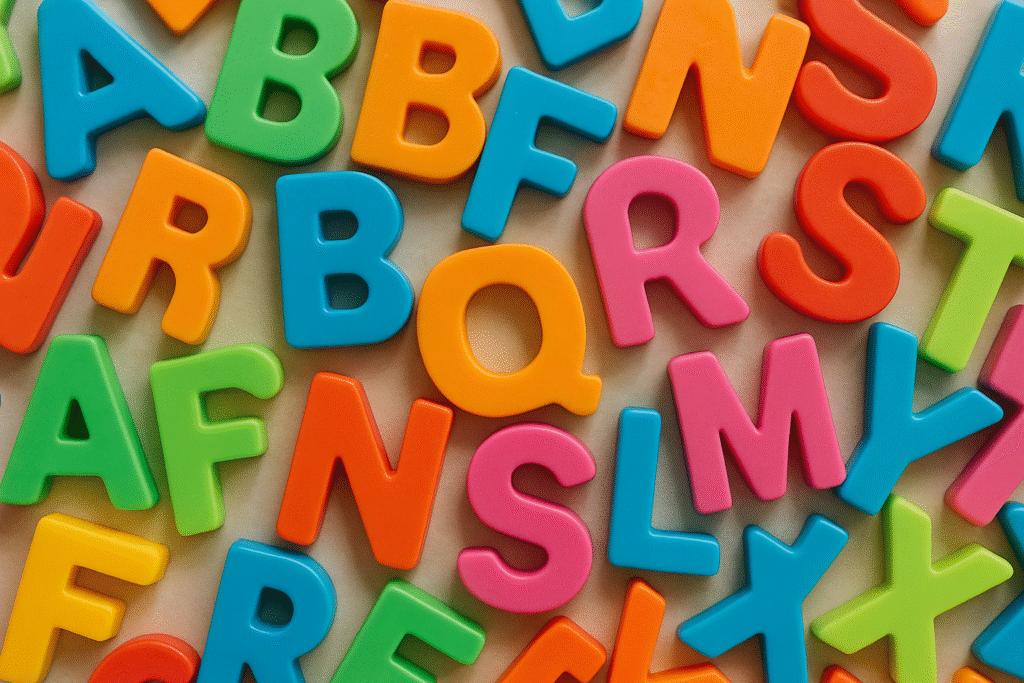 Letras coloridas representando fontes para Instagram