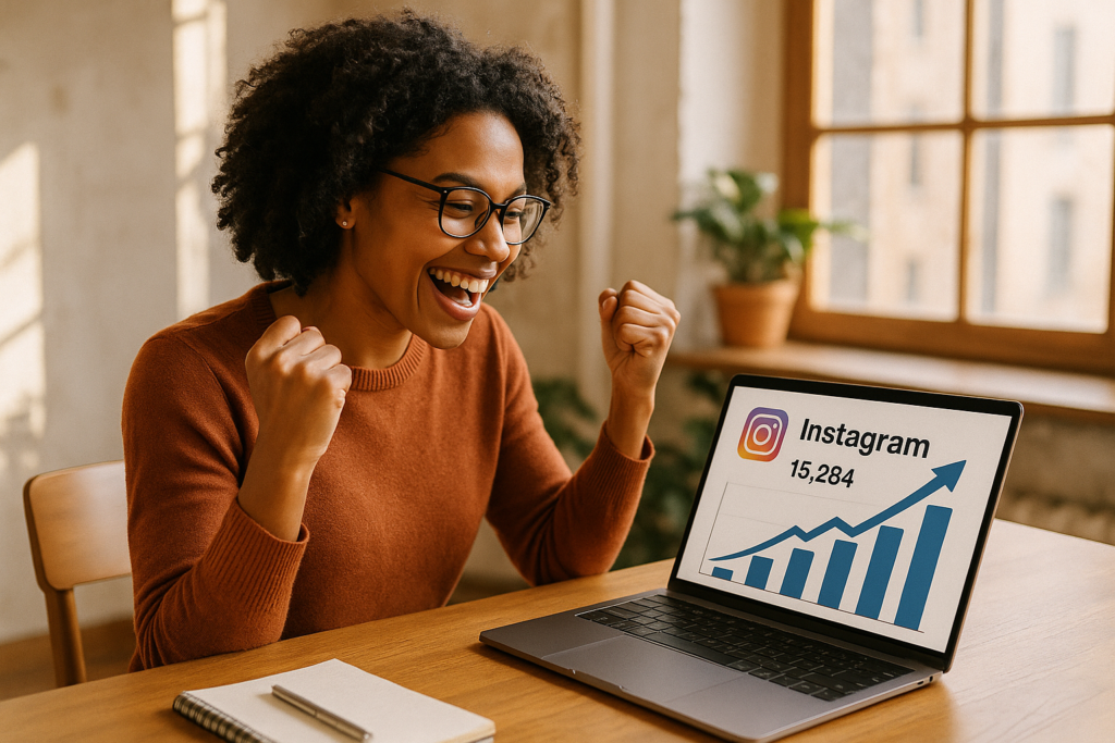 Celebração de resultados positivos de estratégias de promoção no Instagram