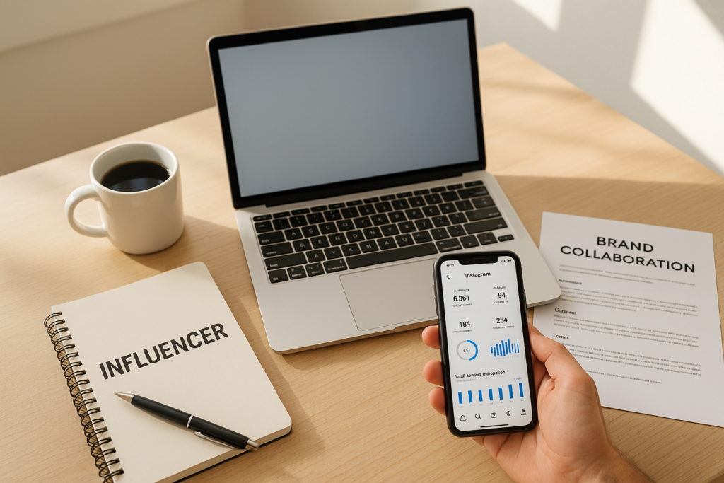 Workspace profissional mostrando criação de mídia kit para Instagram