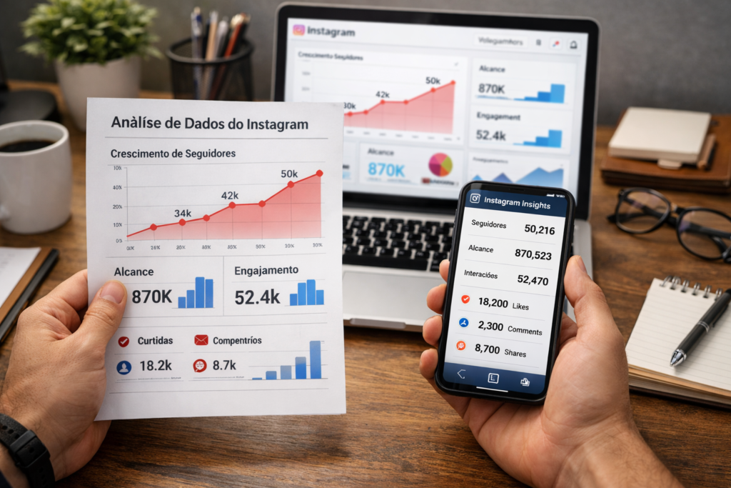 Comparação de dados usando ferramentas de análise do Instagram grátis