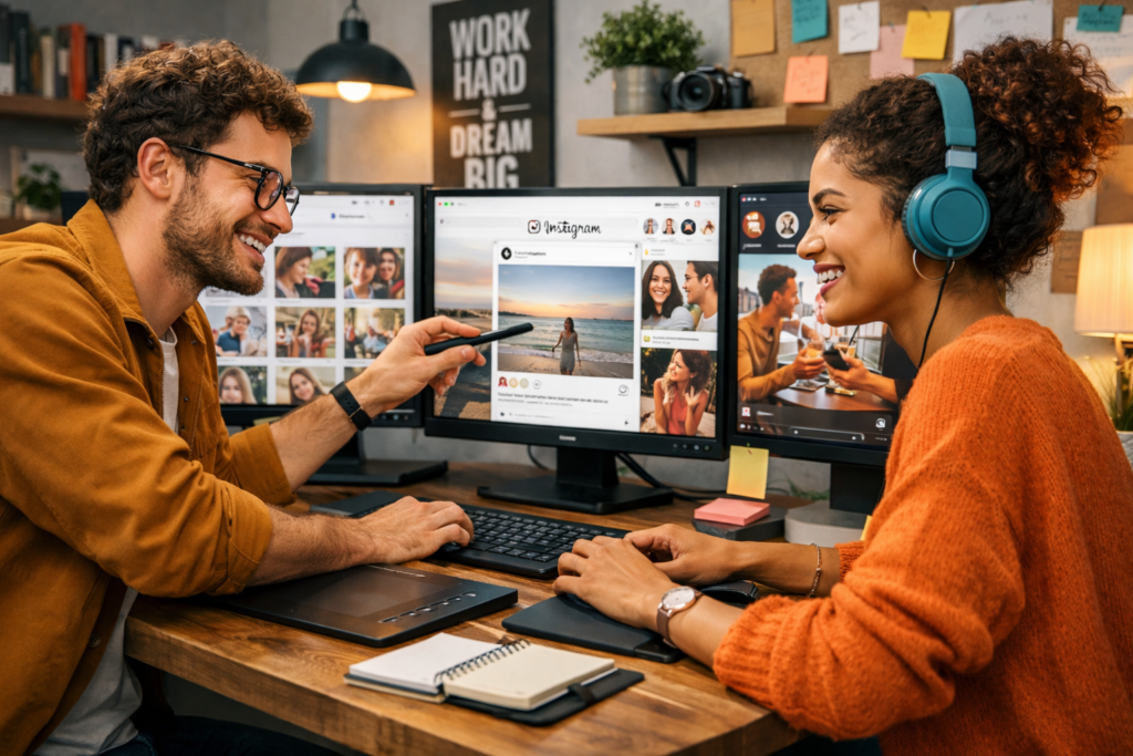 Colaboração entre criadores de conteúdo para aumentar engajamento