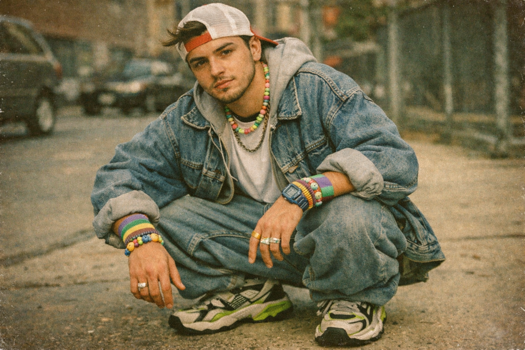 homem com estética Y2K anos 2000