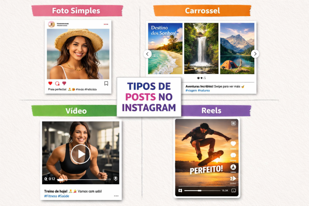 Diferentes formatos de publicação no Instagram