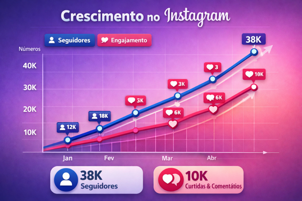 Crescimento de engajamento e seguidores no Instagram