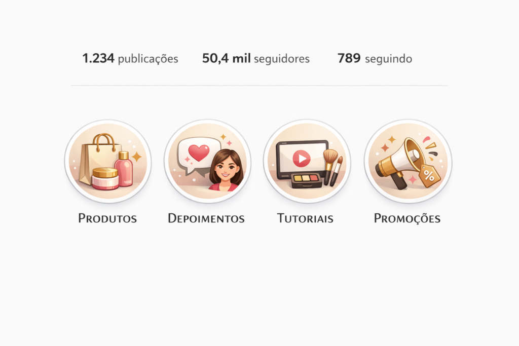 Exemplo de destaques do Instagram otimizados para vendas