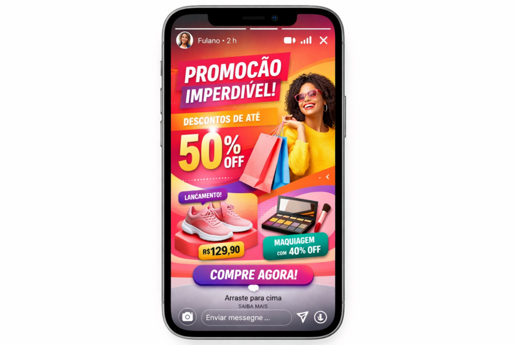 anúncios no Instagram Stories em tela de celular