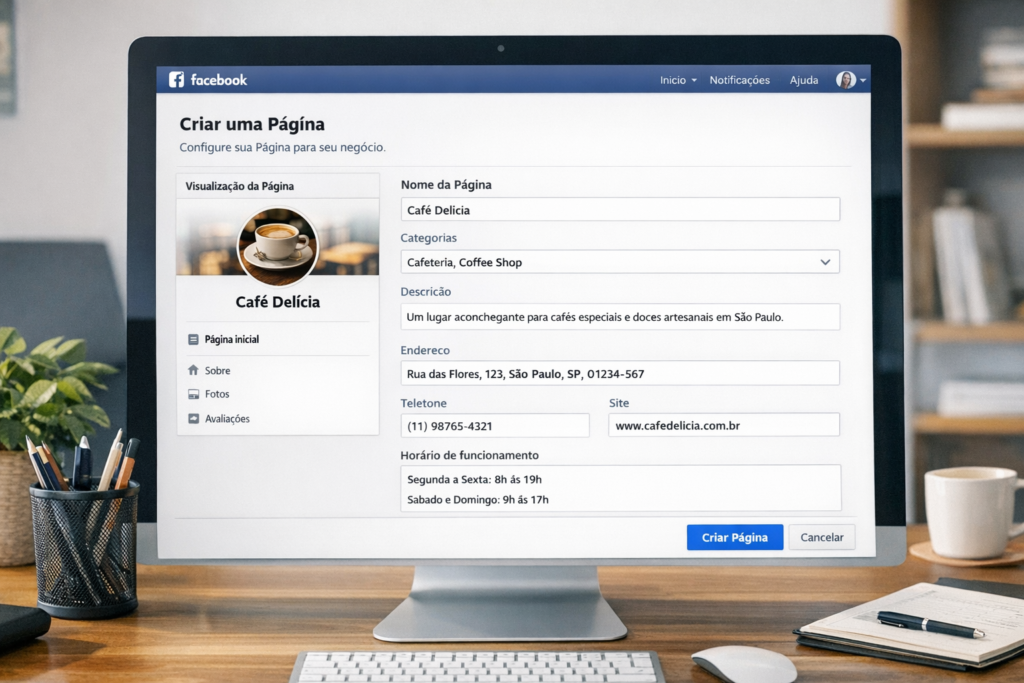 criar página facebook para instagram
