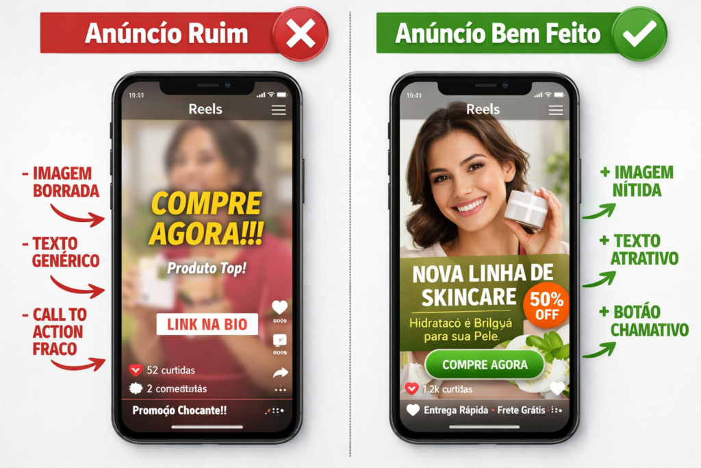 Comparação de boas e más práticas em publicidade no Instagram