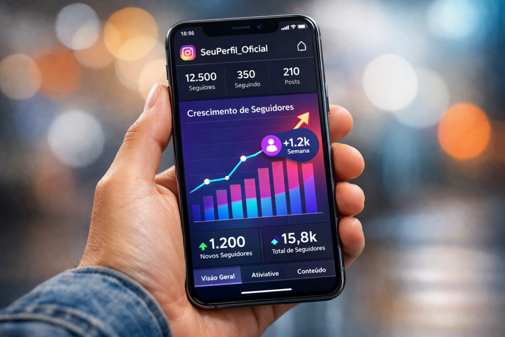 gerador de seguidores instagram mostrando crescimento no celular