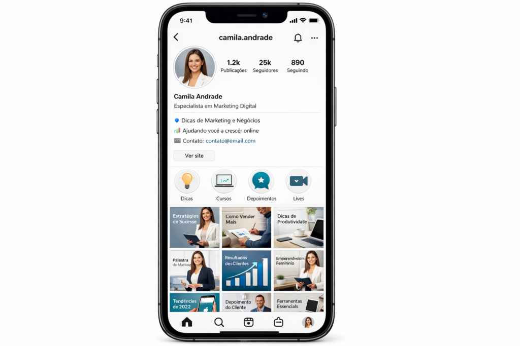 Perfil de negócios otimizado no Instagram