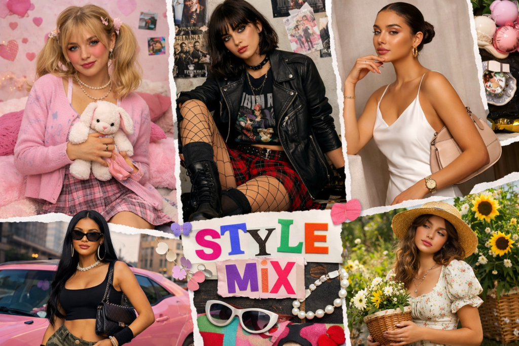 tipos de estéticas femininas variadas mostrando diferentes estilos de moda