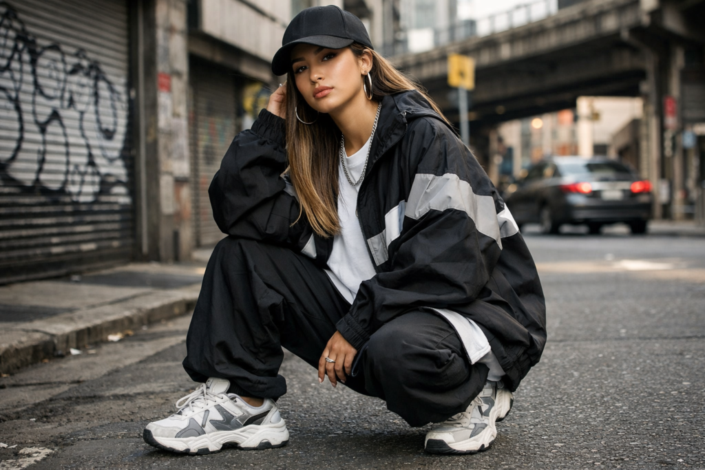 exemplo de estética streetwear feminina urbana