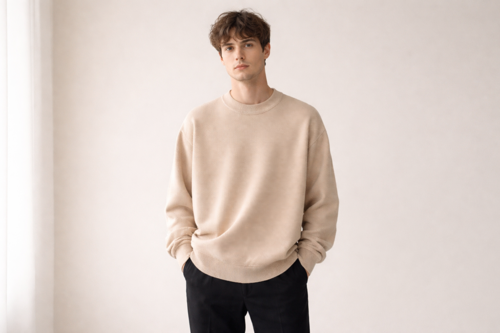 estética minimalista masculina exemplo look neutro