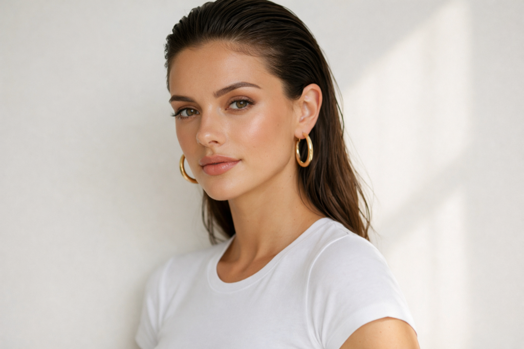 estética clean girl com maquiagem natural e visual minimalista