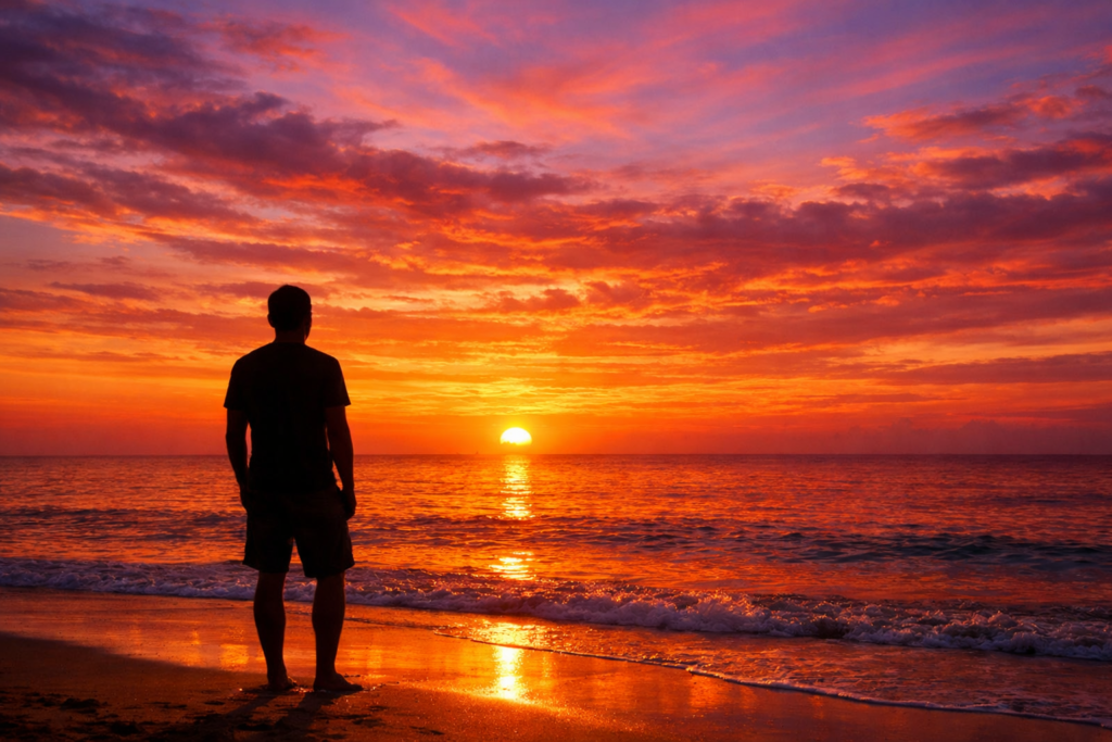 legendas para pôr do sol no Instagram com céu colorido ao entardecer